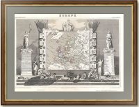 Старинная карта Европы. 1852г. Левассёр. Антикварный VIP подарок руководителю в кабинет