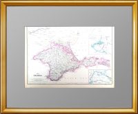 Крым с миниатюрными вставками Чёрного моря и Севастополя. 1859г. Старинная карта