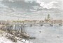 Санкт-Петербург. Нева. Ручная акварельная раскраска. 1880г. Старинная гравюра
