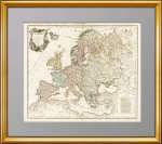 Антикварная карта Европы с Россией. 1751г. Представительский VIP подарок в кабинет