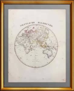 Старинная карта Мира. Восточное полушарие. 1836г. Антикварный подарок руководителю