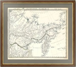 Восточная Сибирь, Дальний Bосток и русская Аляска. Пядышев. 1838г. Старинная карта в подарок