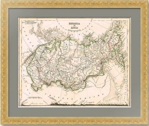 Азиатская часть Российской империи. 1840г.  Довер. Старинная карта - антикварный подарок