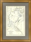 Аральское море по Ханыкову. 1856г. Старинная карта. Ручная подкраска