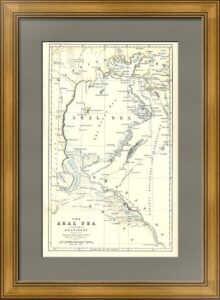Аральское море по Ханыкову. 1856г. Старинная карта. Ручная подкраска