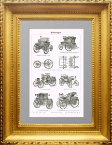 Автомобили. Моторизированный велосипед Бенца и электромобиль. 1895г.  Подарок в кабинет