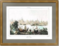 Казань, вид города. Акварельная раскраска. №2. Леспинас/Леметр. 1838г. Антикварная гравюра