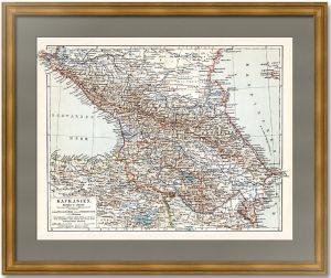 Старинная карта Кавказа с железными дорогами и трактами. 1897г.