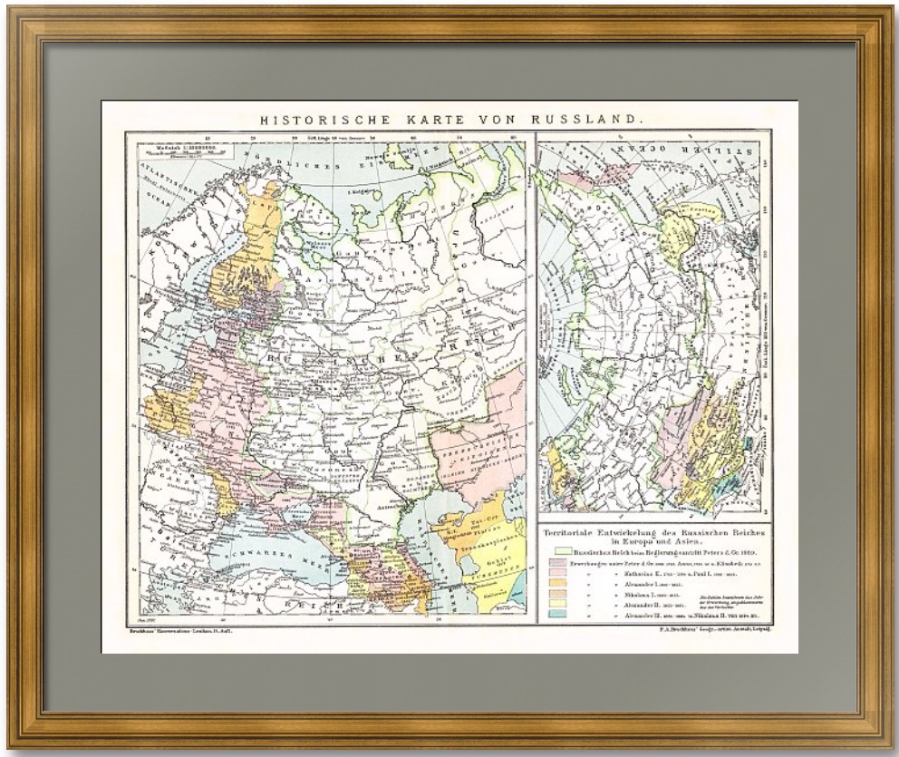 Историческая карта роста Российской империи со времён Петера I. 1896г. Подарок патриоту Историческая карта роста Российской империи со времён Петера I. 1896г. Подарок патриоту