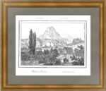 Сочи. 1838г. Скала Прометея в Агурском ущелье. Старинная гравюра