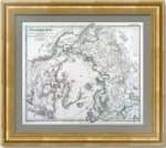Россия в Европе, Азии и Америке (Аляска). Полярная карта. 1861г. Штилер. Антикварный подарок