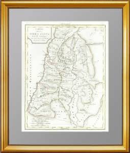 Святая Земля. Палестина. Израиль. 1820г. Шанлире. Антикварная карта. Pаскраска акварелью