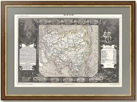 Старинная карта Азии. 1852г. Левассёр. VIP подарок руководителю в кабинет шефу