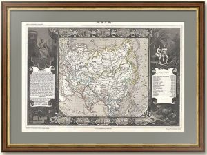 Старинная карта Азии. 1852г. Левассёр. VIP подарок руководителю в кабинет шефу