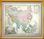 Азия. Хоманн. 1744г. Старинная карта России, антикварный ВИП подарок руководителю