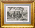 Наполеон допрашивает молодого казака. ок.1850г. ФИЛИППОТО. Старинная гравюра на дереве