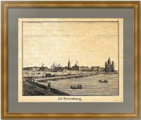 Адмиралтейство и Исаакиевский понтонный мост в Петербурге. 1828г.
