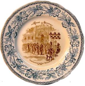 Декоративная тарелка. Коронация Александра III в 1883г. Путешествие в Россию.