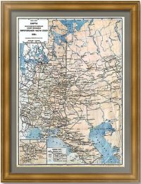Kарта железных дорог европейской части СССР. 1938г. Антикварный подарок железнодорожнику
