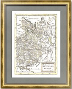 Старинная карта "Владения Московии в Европе". 1711-1717г. Молль. Антикварный подарок