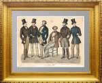 Мужская мода. 1851г. Ручная акварельная раскраска. Старинная гравюра - подарок модельеру, дизайнеру