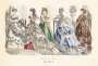 Парижская мода. 1869г. Март. Ручная акварельная раскраска. Антикварный подарок женщине