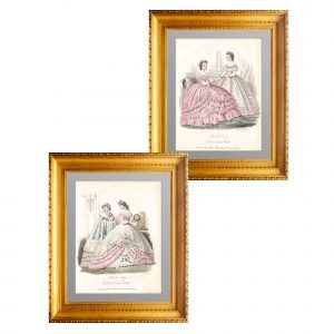 Комплект из двух гравюр. Парижская мода по-милански. 1863г. Антикварный подарок даме