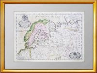 Старинная карта Московии и Скандинавии. 1700г. Антикварный подарок музейного уровня