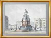 Петербург. Памятник Николаю I. 1859г. Редкая антикварная литография