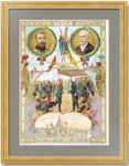 Николай II и президент Франции Лубе в 1902г. Старинная музейная литография
