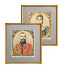 Николай II и императрица Александра Феодоровна. 1894г. Комплект из двух антикварных портретов