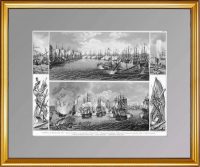 Чесменское сражение в 1770г. Антикварная гравюра - ВИП подарок военному моряку