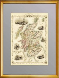 Антикварная карта Шотландии. 1851г.