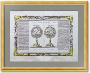 Земной и небесный глобусы. 1786г. Старинная гравюра - ВИП подарок руководителю