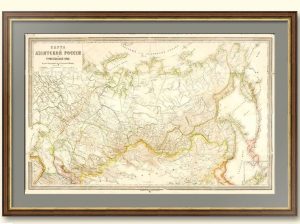 Старинная таможенная карта России. 1885г. 57x85! Антикварный подарок таможеннику