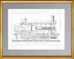 Восьмиколёсный локомотив. Общий вид. 1861 г. Антикварная гравюра