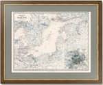 Балтийское море с планом Петербурга. 1861г. Старинная карта, кабинетный ВИП подарок
