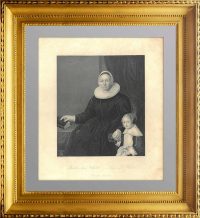 Мать и дитя. 1848г. Гельст/Пейн. Старинная гравюра