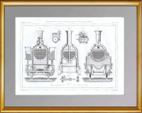 Восьмиколёсный локомотив. Поперечный разрез. 1861 г. Антикварная гравюра