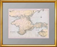 Крым и план Севастополя. 1856г. Антикварная карта