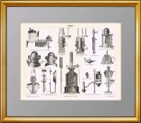Лампы. 1886г. Старинная гравюра - антикварный подарок