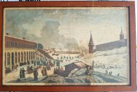 Вид на Кремль и на катальные ледяные горки. 1817г. Антикварная гравюра