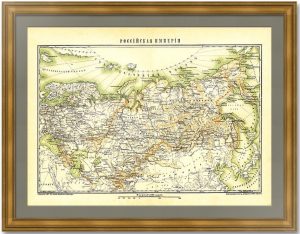 Российская империя. Обзорная старинная карта. 1896 г. Издательство Гранат