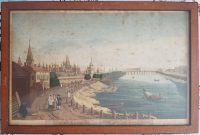 Вид на Кремль и его окрестности в Москве. 1820г. (ок.) Антикварная гравюра