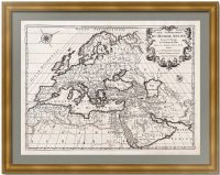 Географическая карта Древнего мира. 1722г. Старинная карта.