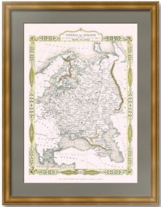 Антикварная карта роста России в Европе от Петра I. 1855г. Подарок патриоту