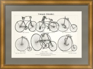 Велосипеды. 1886г. Антикварная гравюра