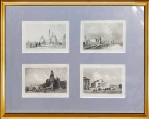 Москва. Городские виды. 1838г. Набор N2 из четырёх антикварных гравюр