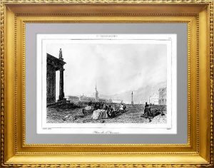 Петербург. Площадь и здание Адмиралтейства. 1838г. Старинная гравюра - антикварный подарок