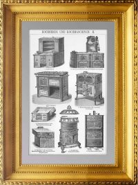 Кухонные плиты и варочные машины. 1896г. Старинная гравюра
